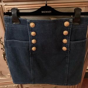 Balmain Double-Breasted Denim Skirt